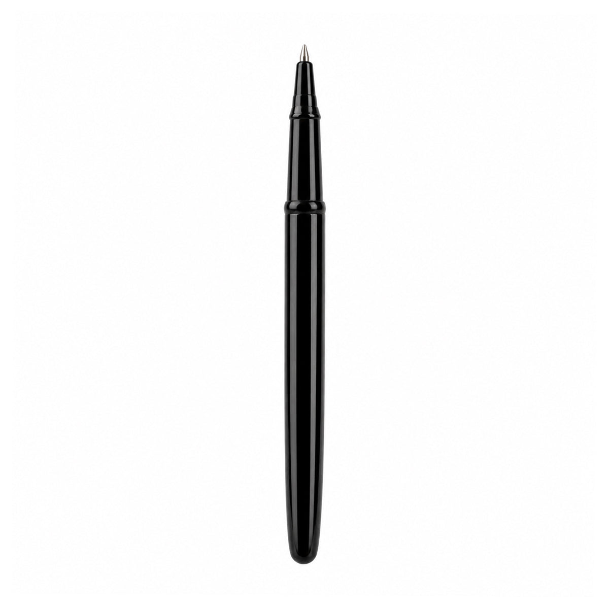The Writershub Glossy Black Slim Metal Ball Pen — Cap Type, Blue Ink