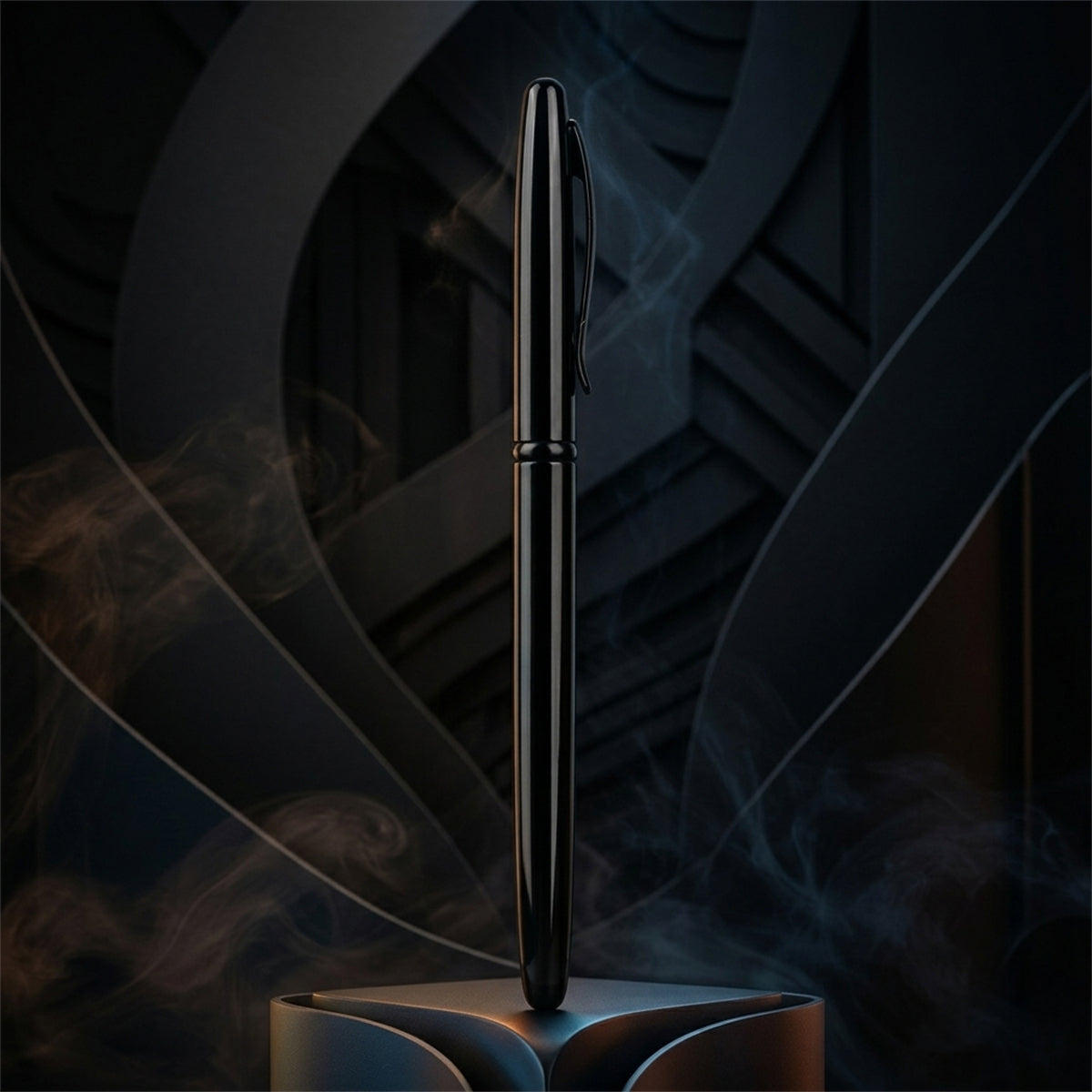 The Writershub Glossy Black Slim Metal Ball Pen — Cap Type, Blue Ink