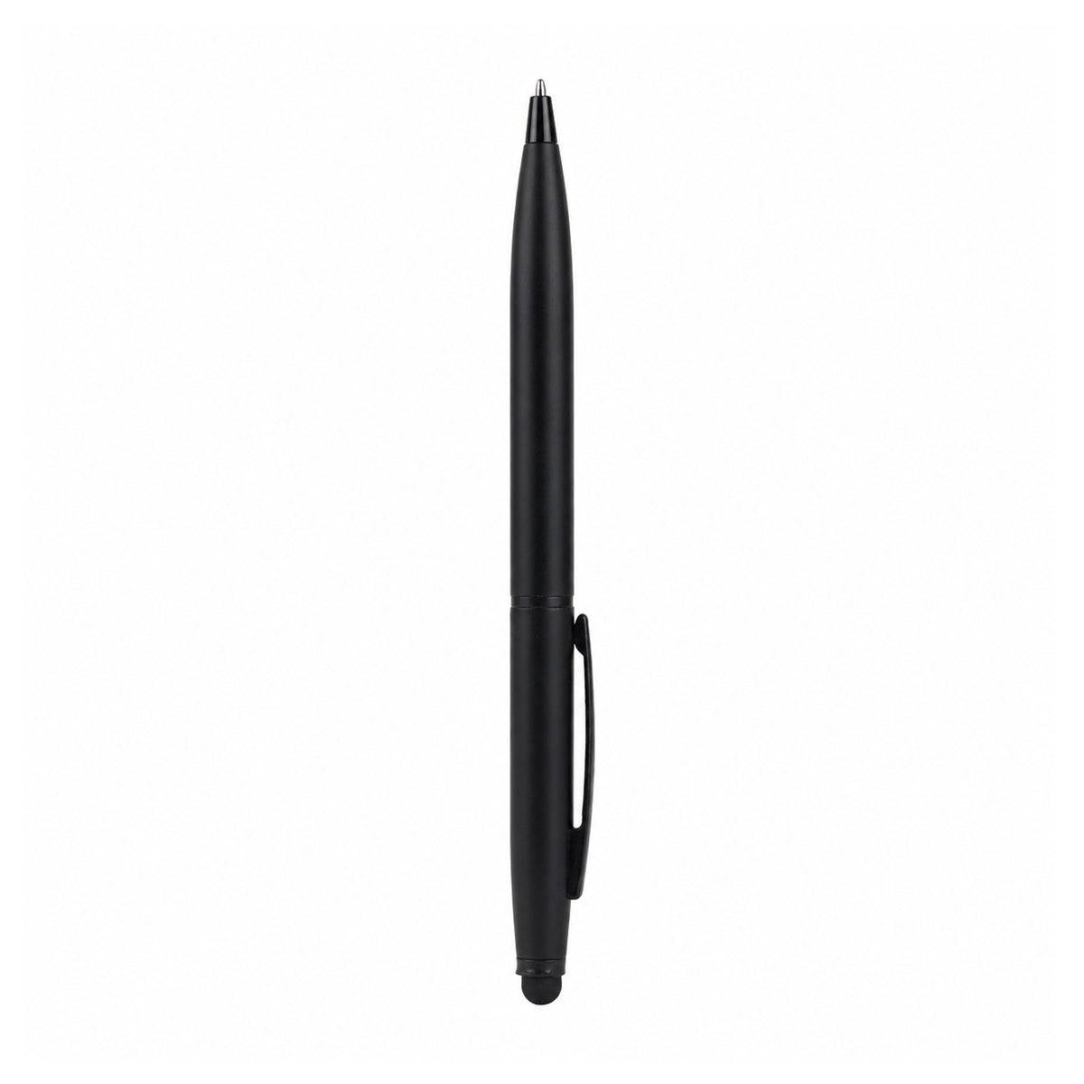 The Writershub Matte Black Metal Twist Ball Pen — Blue Ink & Stylus