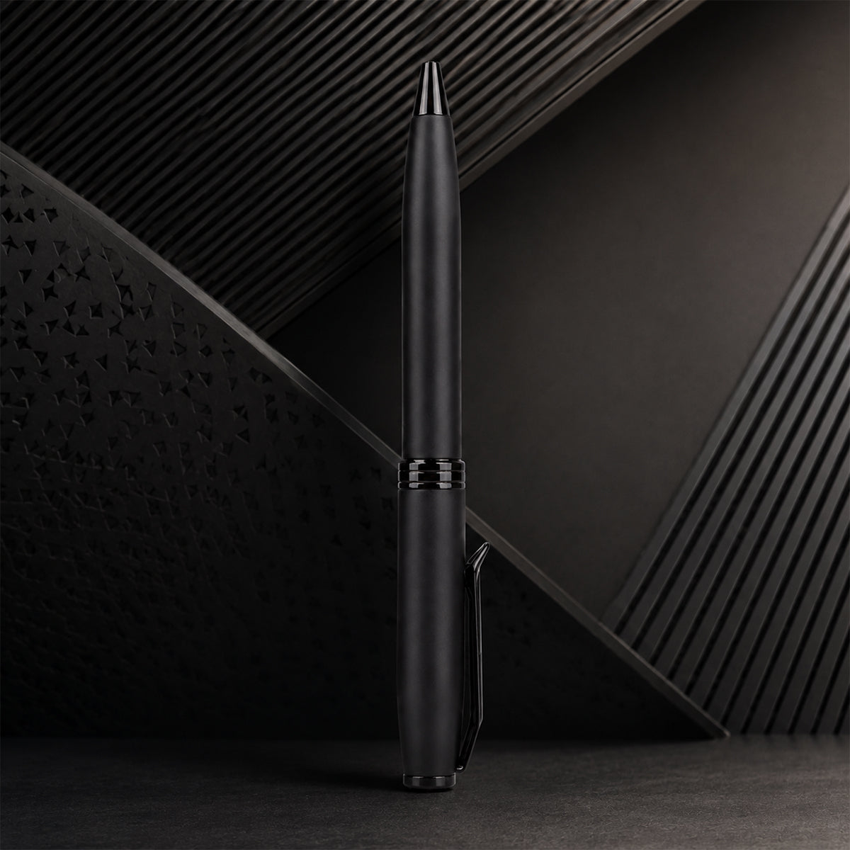 The Writershub Matte Black Twist Ball Pen — Matching Clip, Blue Ink