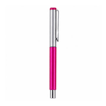 The Writershub Pink Metallic Rollerball Pen — Chrome Cap, Blue Ink