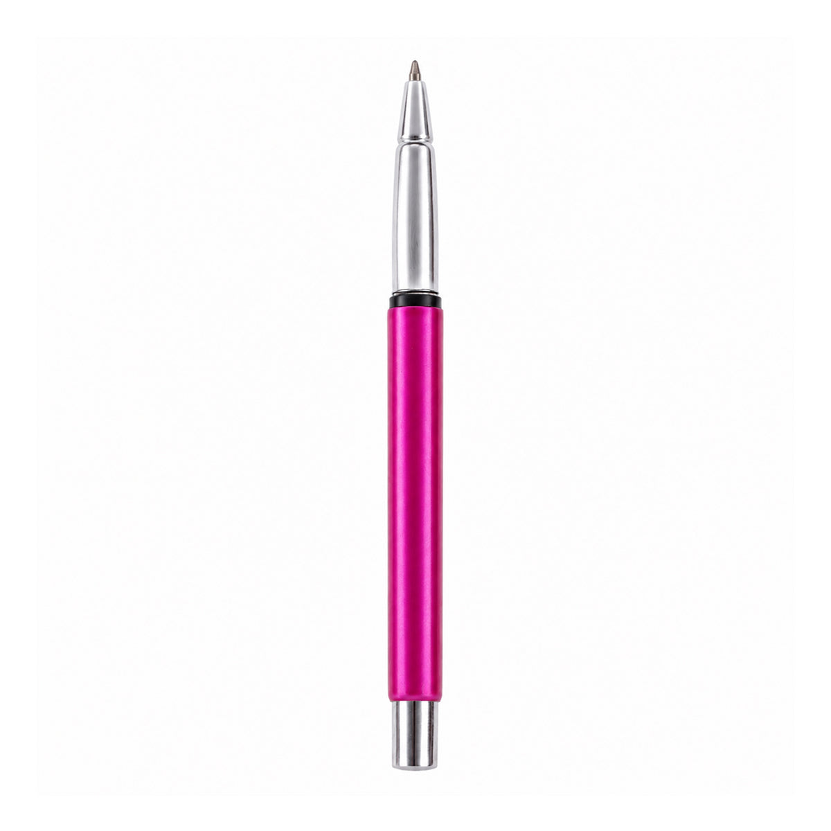 The Writershub Pink Metallic Rollerball Pen — Chrome Cap, Blue Ink