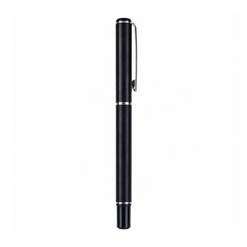 The Writershub Black Body Rollerball Pen — Silver Trims, Blue Ink