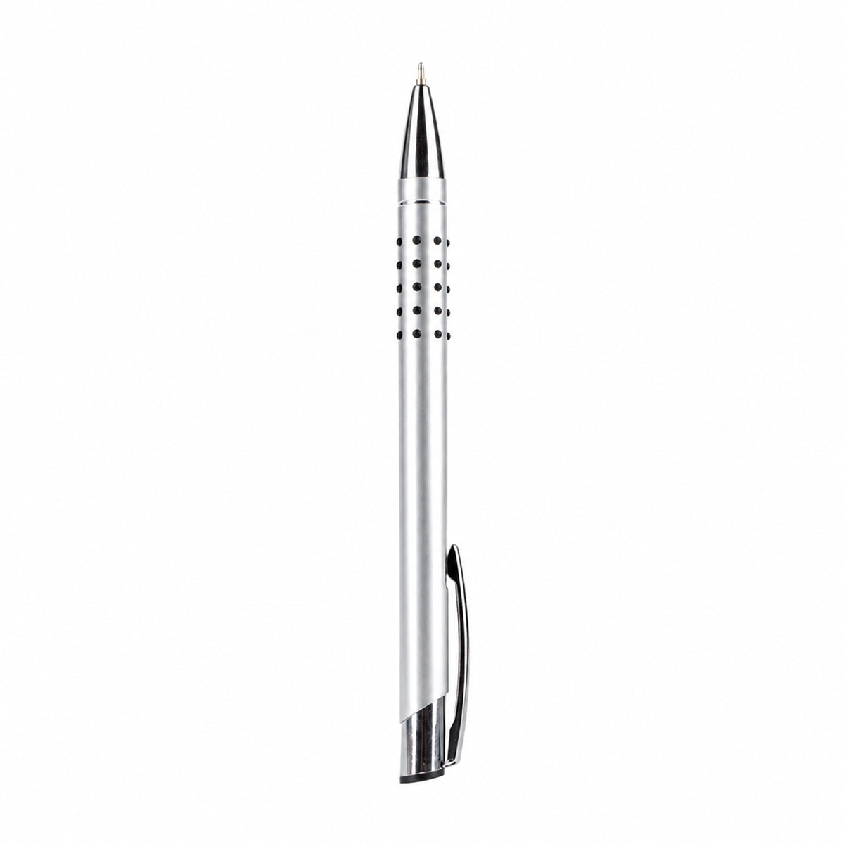 Cello Accugrip Ball Pen — Glossy Silver with Anti‑Slip Grip, Blue Ink