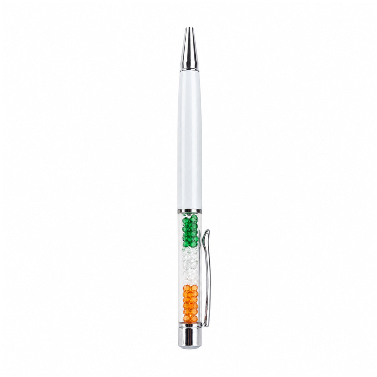 The Writershub Crystal Tricolour Twist Ballpoint Pen — White with Blue Ink