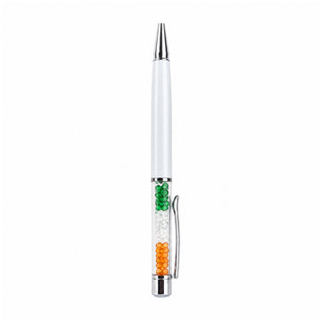 The Writershub Crystal Tricolour Twist Ballpoint Pen — White with Blue Ink