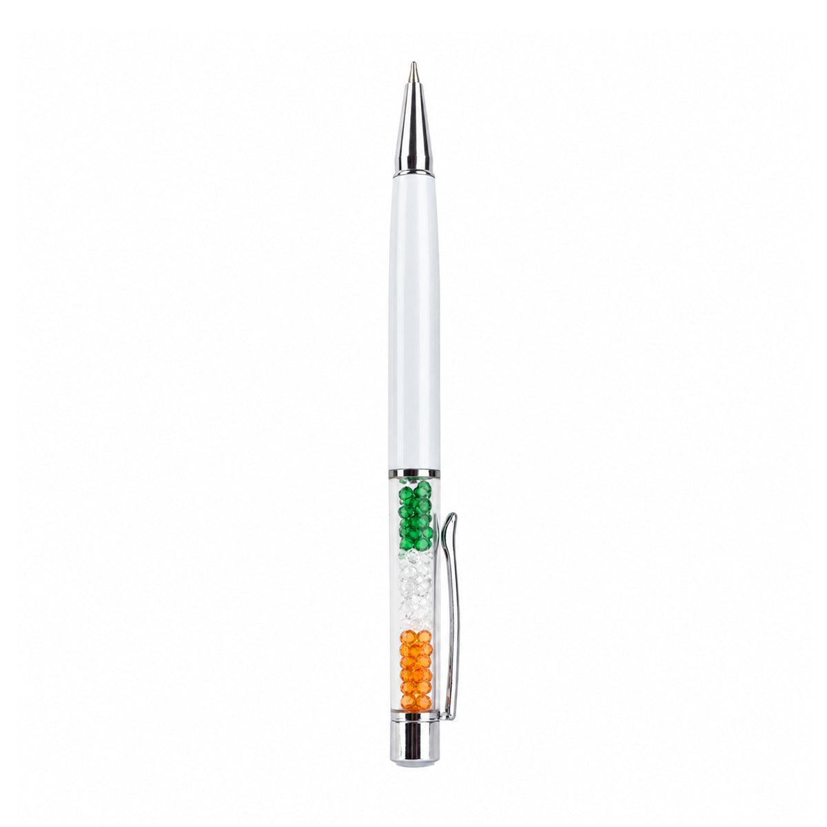 The Writershub Crystal Tricolour Twist Ballpoint Pen — White with Blue Ink