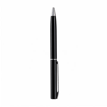The Writershub Black Metal Twist Ball Pen — Silver Trims (Blue Ink)