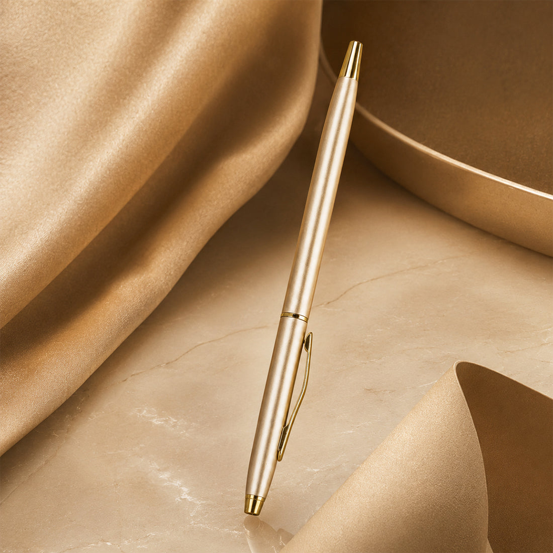 The Writershub Gold Finish Twist Ball Pen — Gold Body, Blue Ink