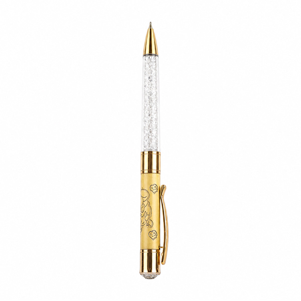 The Writershub Crystal Golden Ganesh Twist Ball Pen — Blue Ink