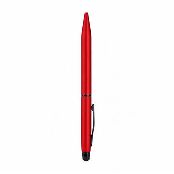 The Writershub Slim Matte Red Metal Twist Ball Pen — Blue Ink & Stylus