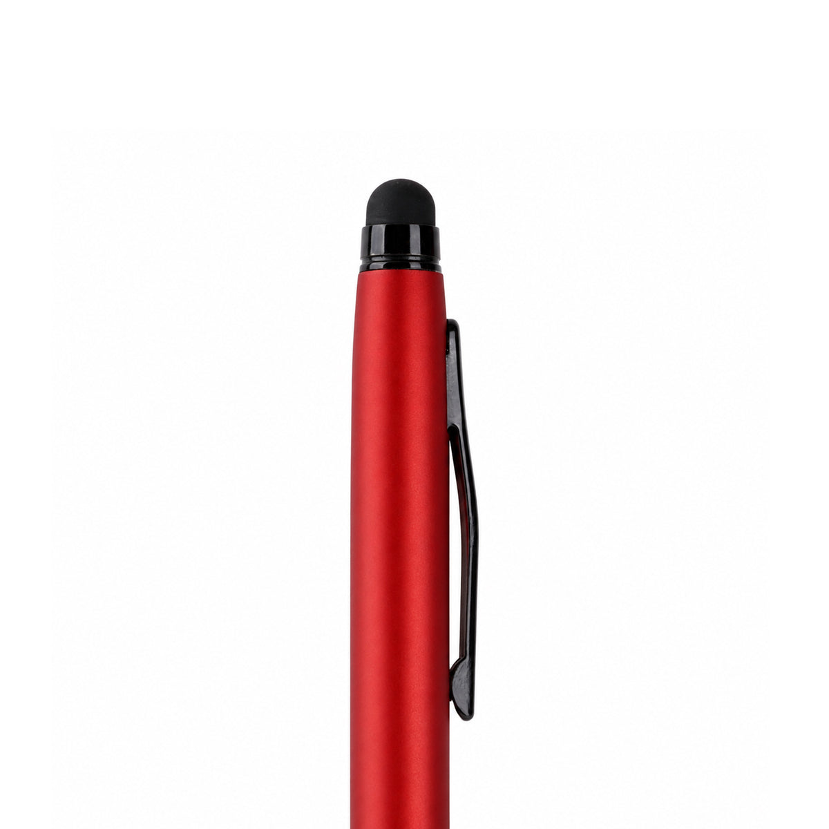 The Writershub Slim Matte Red Metal Twist Ball Pen — Blue Ink & Stylus