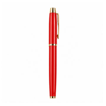 The Writershub Glossy Red Metal Rollerball Pen — Blue Ink