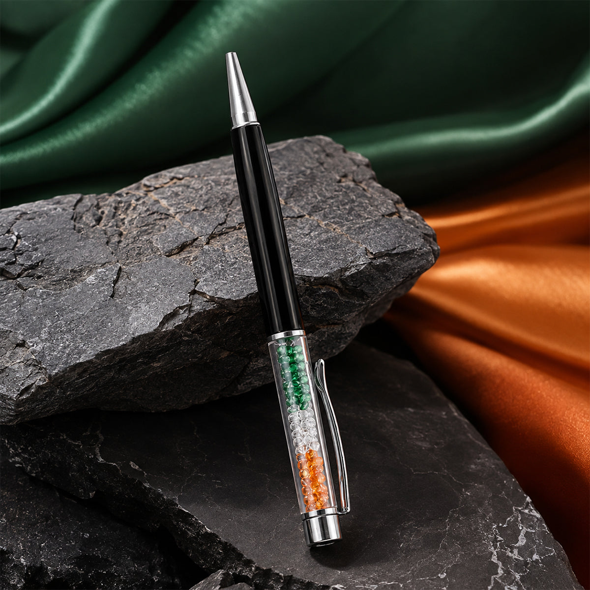 The Writershub Crystal Tricolour Twist Ball Pen — Blue Ink