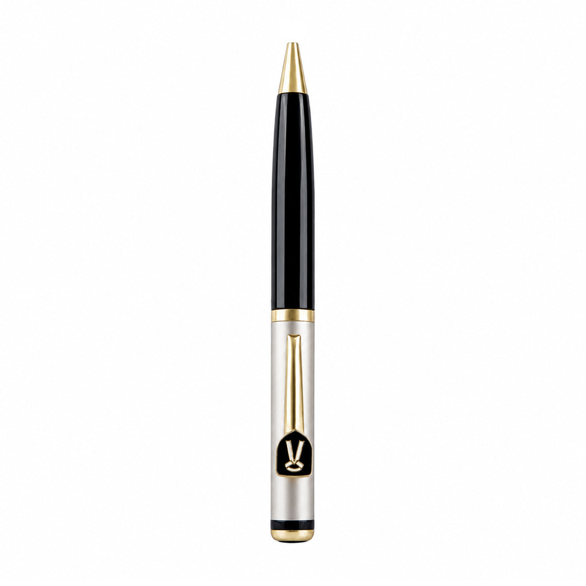 The Writershub Glossy Black & Gold Law Symbol Clip Twist Ball Pen — Blue Ink