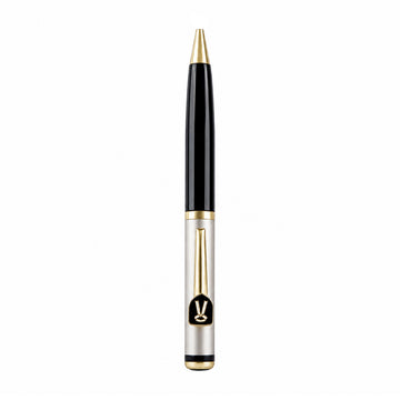 The Writershub Glossy Black & Gold Law Symbol Clip Twist Ball Pen — Blue Ink
