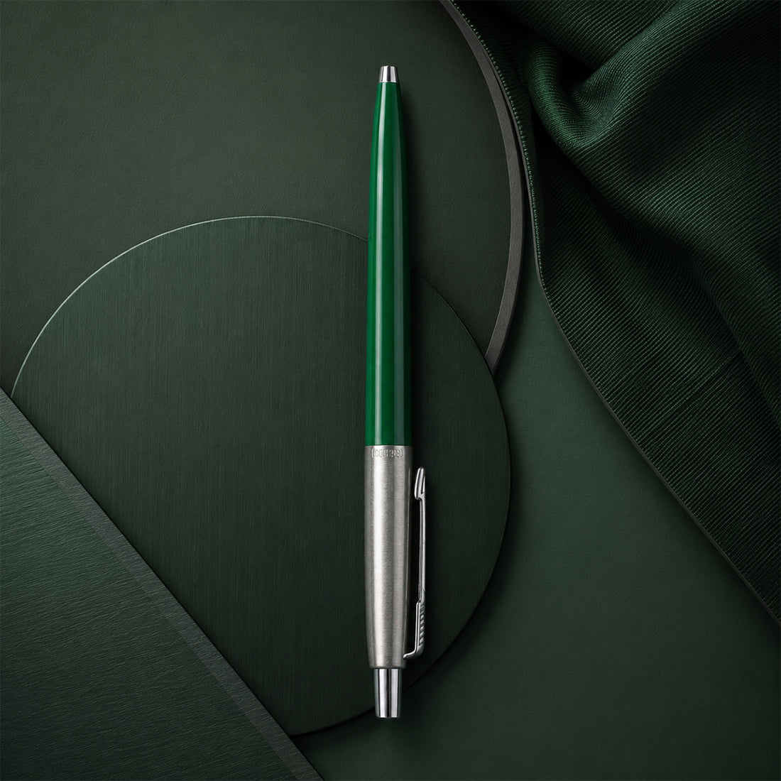 Willson Green Metal Click Ball Pen with Chrome Clip — Black Ink