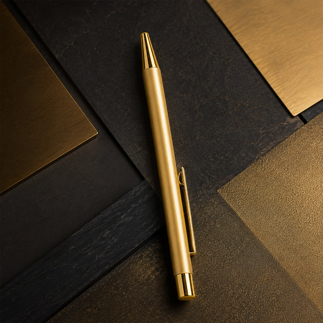 The Writershub Glossy Gold Metal Ball Pen – Retractable Click Mechanism, Blue Ink