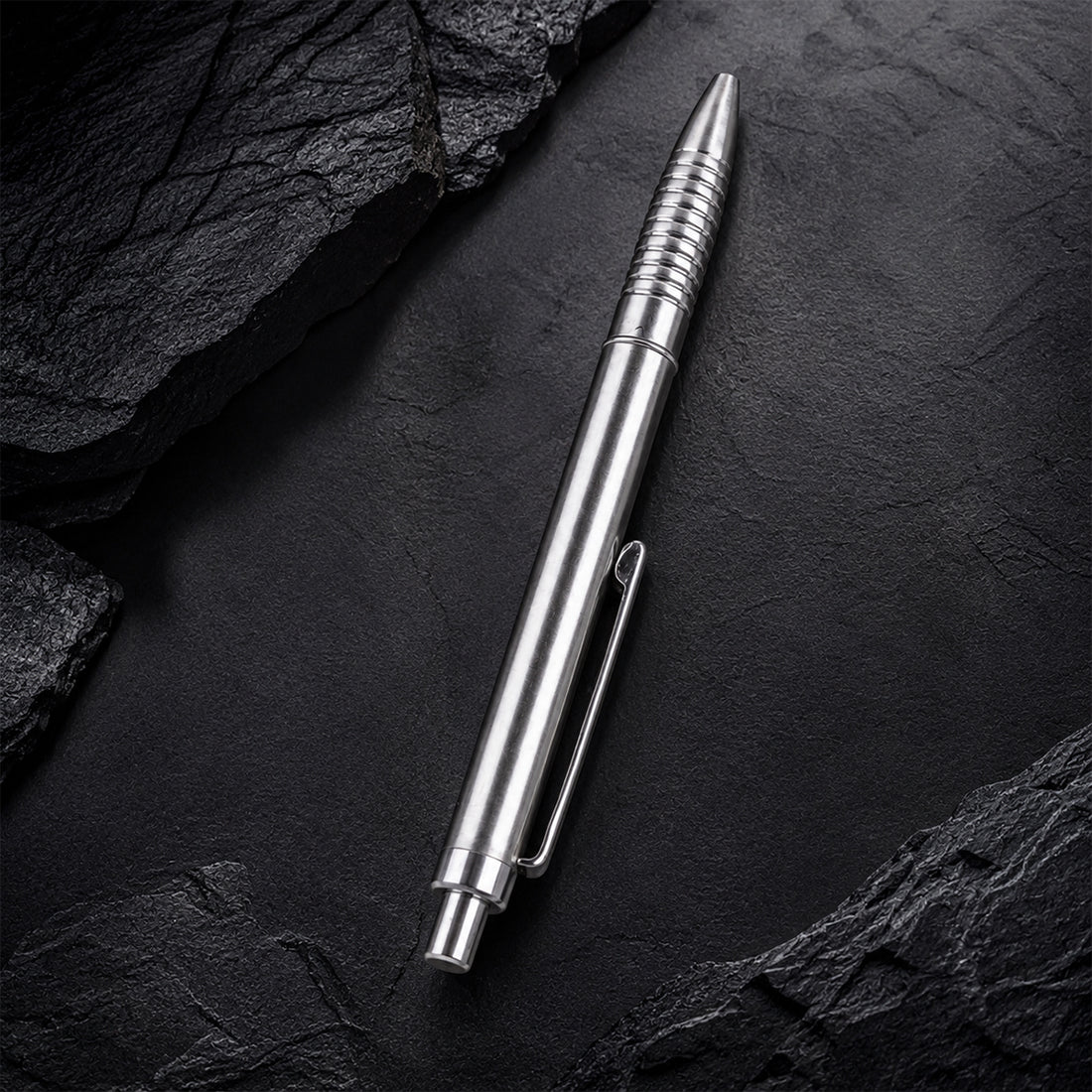 The Writershub Slim Full Silver Retractable Ball Pen – Click Mechanism, Blue Ink