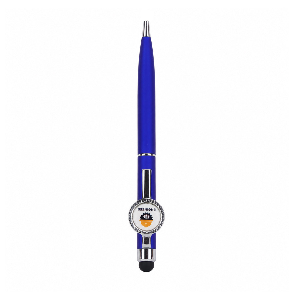 The Writershub Matte Blue Engineer Theme Twist Ball Pen with Stylus – Twist Mechanism, Blue Ink