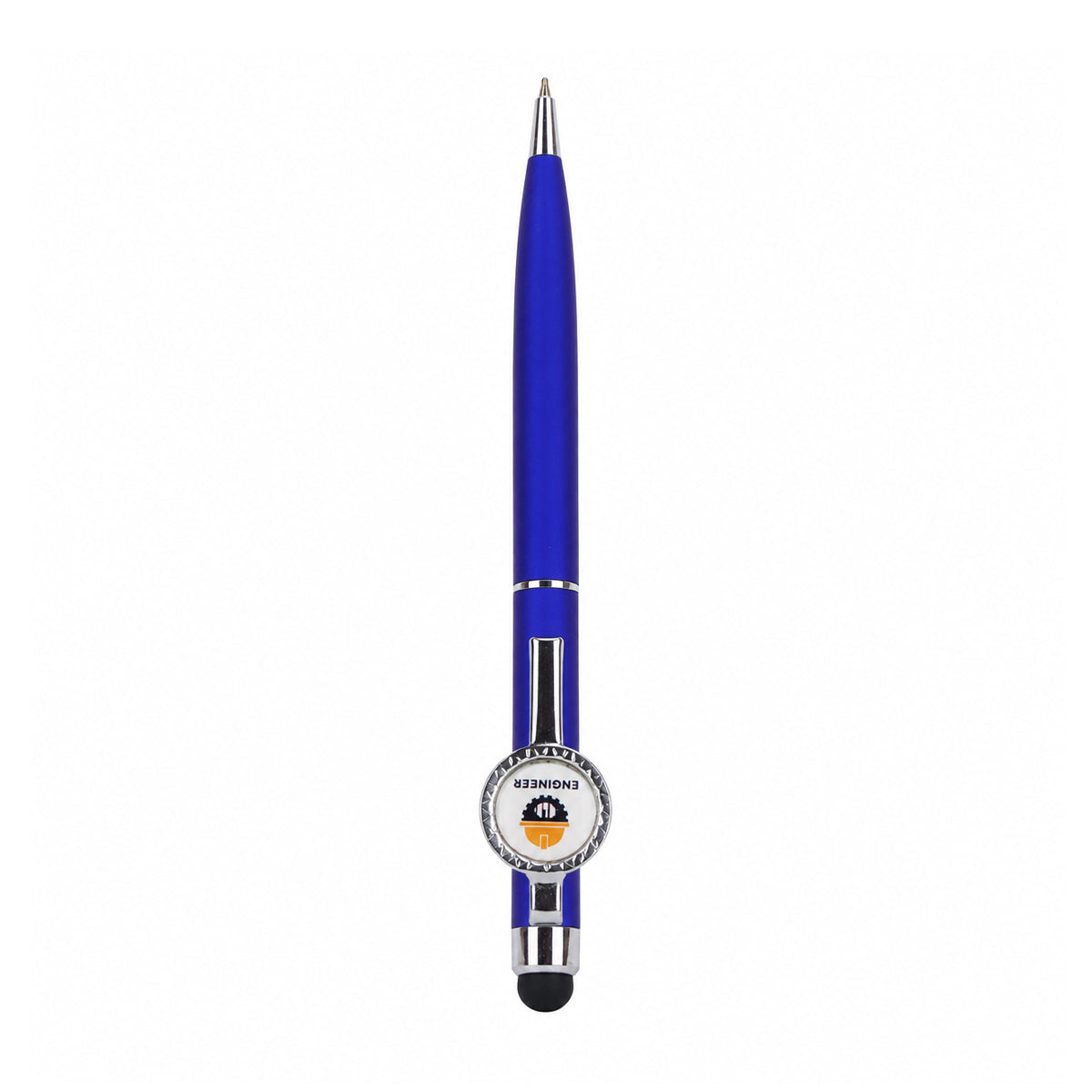 The Writershub Matte Blue Engineer Theme Twist Ball Pen with Stylus – Twist Mechanism, Blue Ink