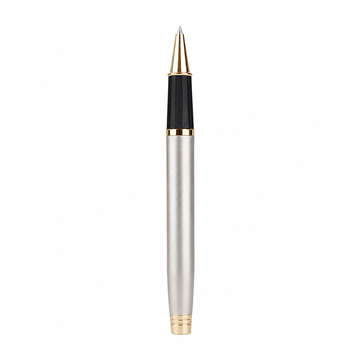 The Writershub Champagne Gold & Black Rollerball Pen – Cap Type | Blue Ink, Metal Body