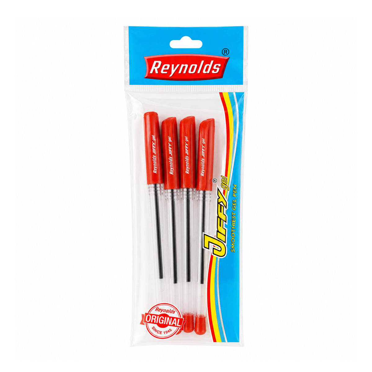 Reynolds Jiffy Gel Pen — Red Ink (Pack of 3)