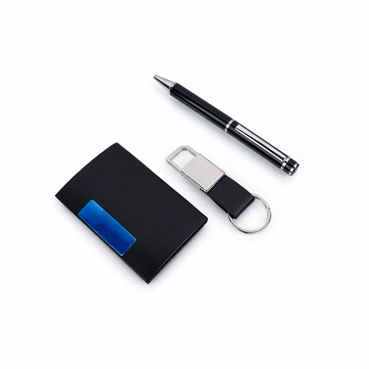 The Writershub Executive Corporate Gift Set with Pen, Keychain & Card Holder (Black)