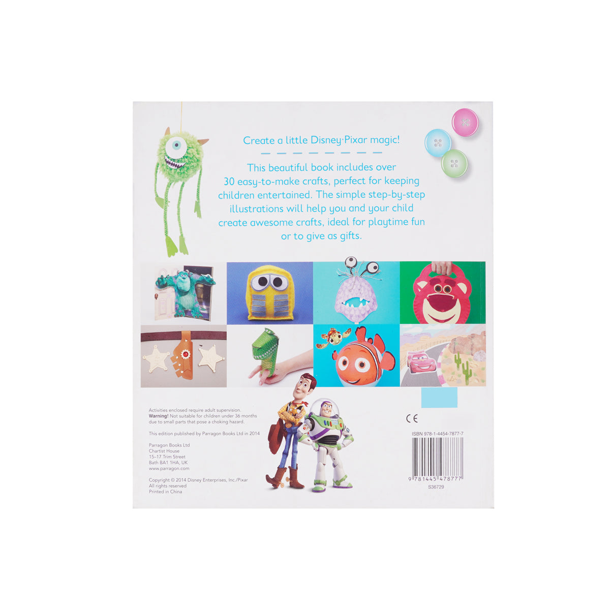Parragon Disney Crafts: Over 30 Pixar Project Ideas Book – Paperback for Kids