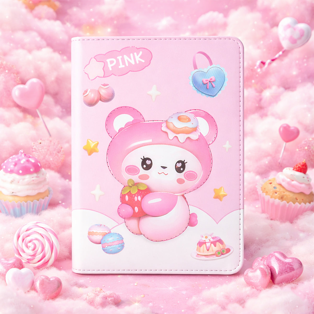 Kawaii-Style 3D Soft-Touch Journal – Squishy Embossed Premium Diary