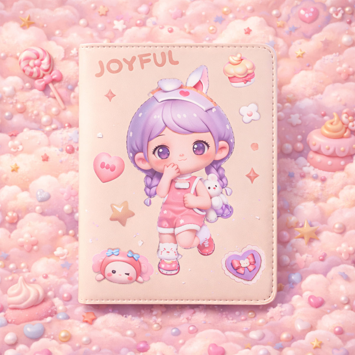 Kawaii-Style 3D Soft-Touch Journal – Squishy Embossed Premium Diary