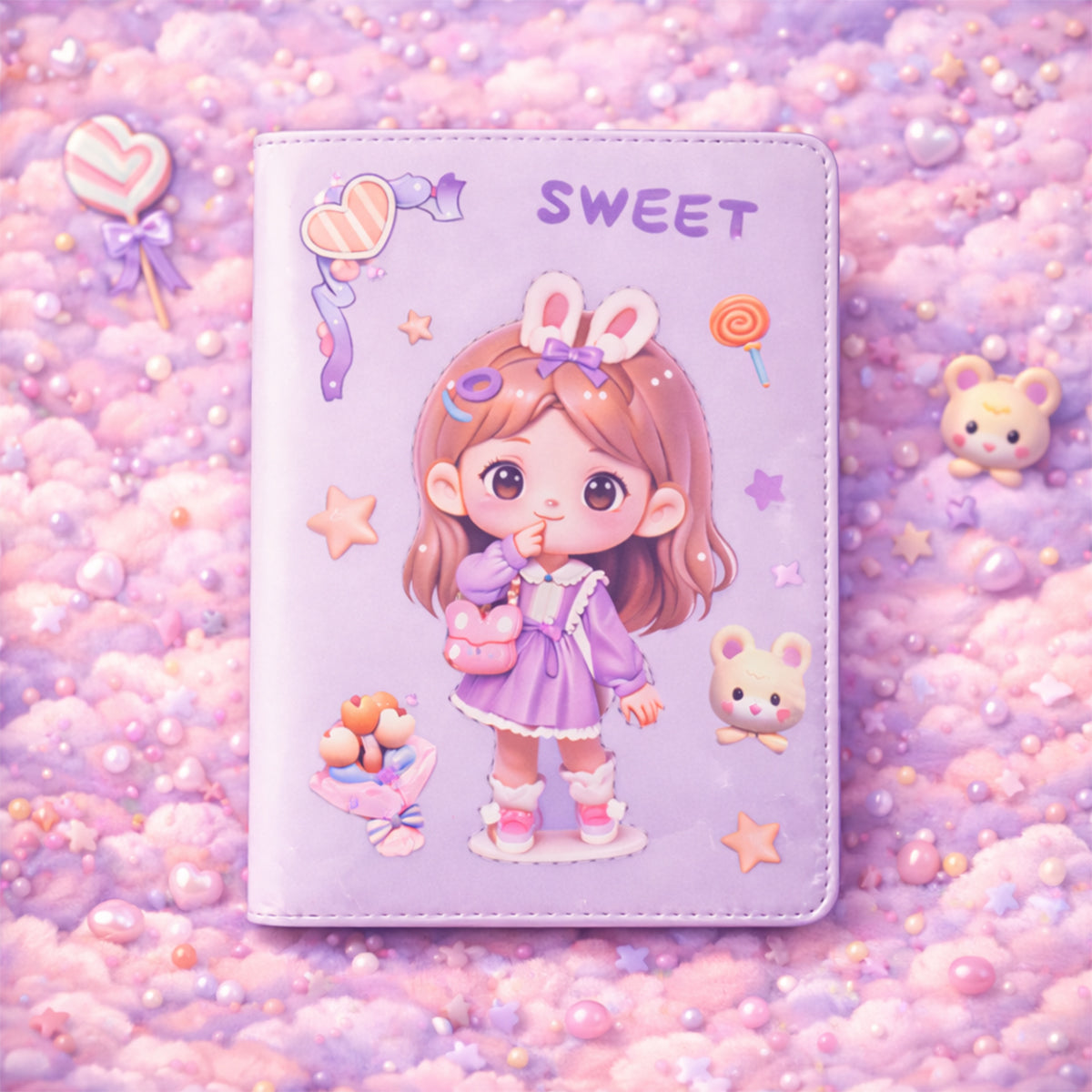 Kawaii-Style 3D Soft-Touch Journal – Squishy Embossed Premium Diary