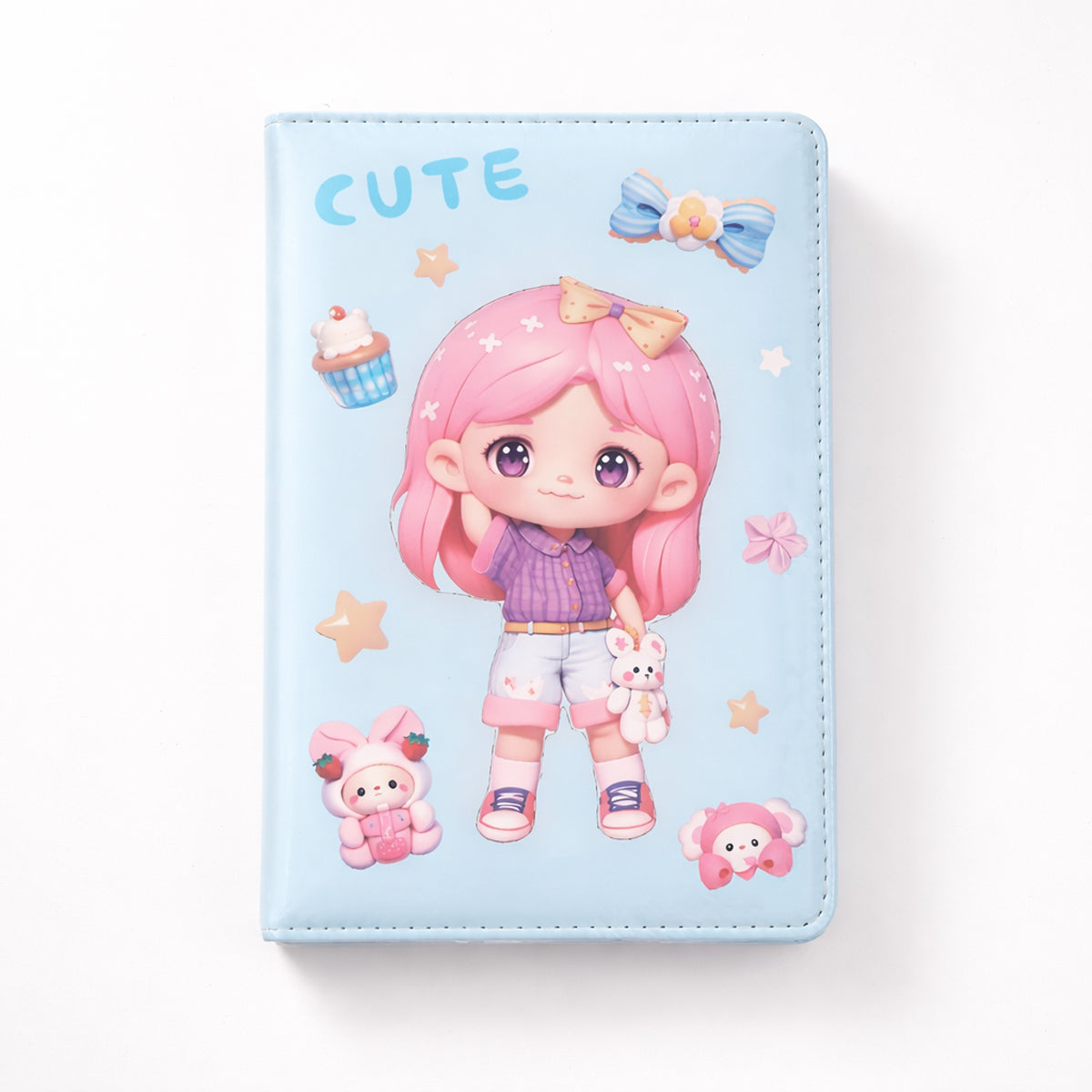 Kawaii-Style 3D Soft-Touch Journal – Squishy Embossed Premium Diary