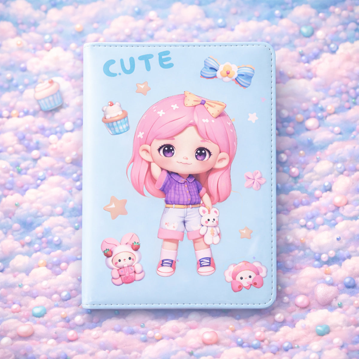 Kawaii-Style 3D Soft-Touch Journal – Squishy Embossed Premium Diary