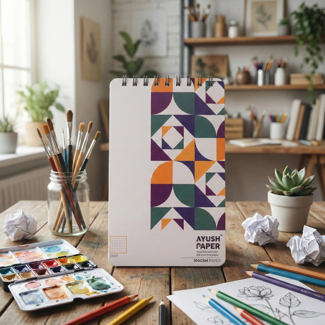 Ayush Paper A5 Dot Wiro Notebook – 100 GSM, 50 Pages
