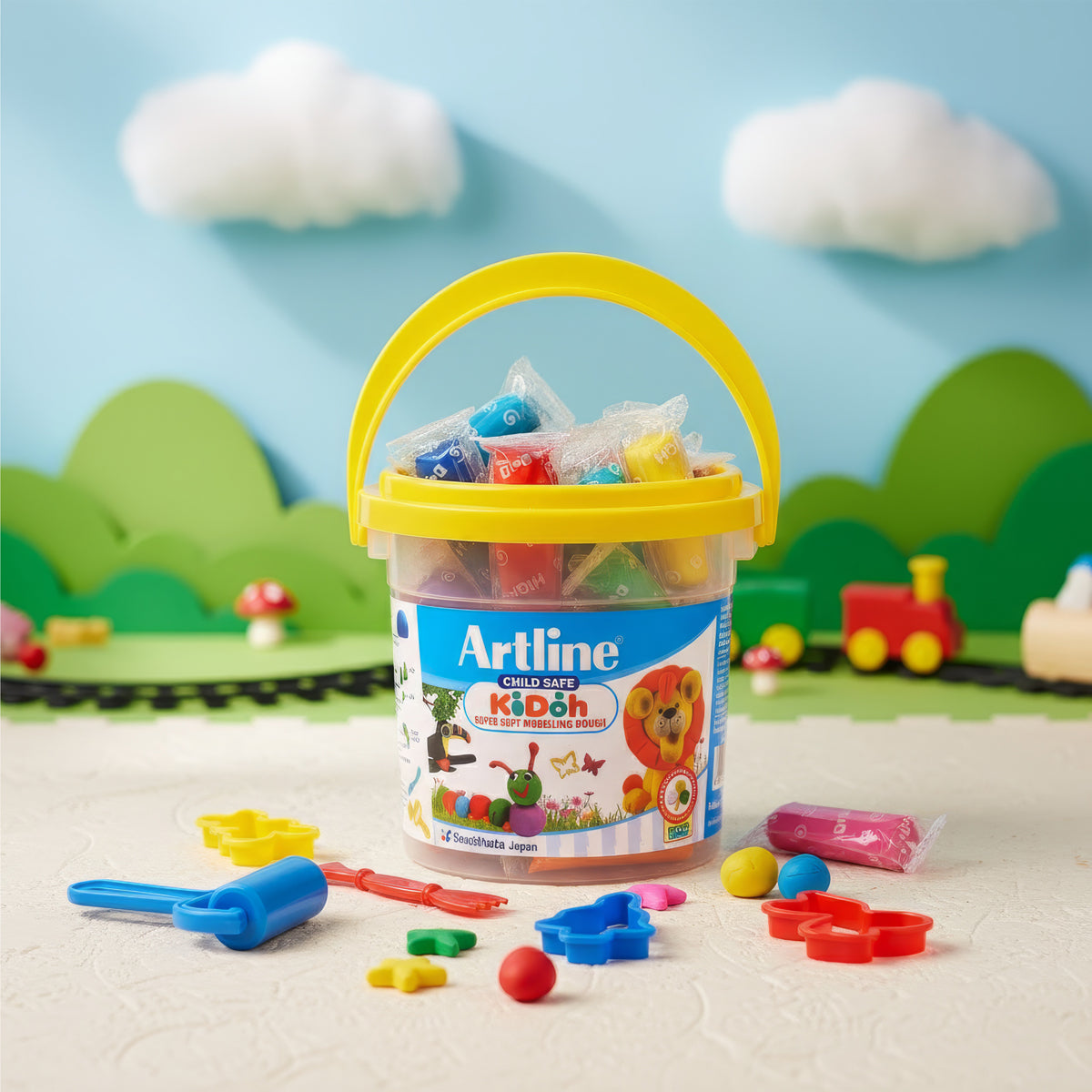 Artline Child Safe Kidoh Super Soft Modelling Dough Set – 12 Colours with Tools