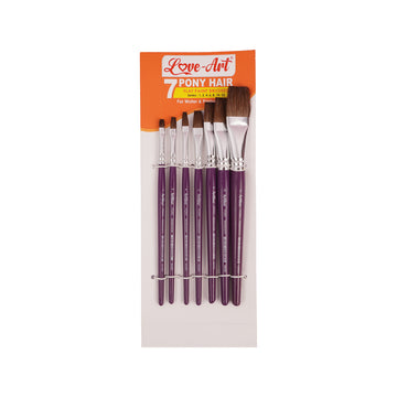 Love Art 7 Pony Hair Paint Brushes Set – Assorted Sizes 1–12, Purple Handles