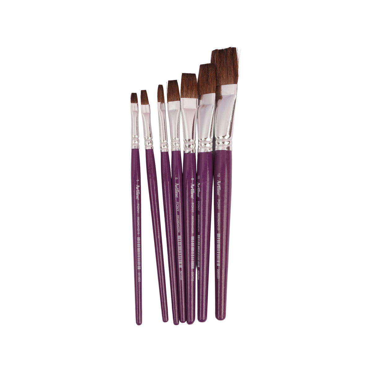 Love Art 7 Pony Hair Paint Brushes Set – Assorted Sizes 1–12, Purple Handles