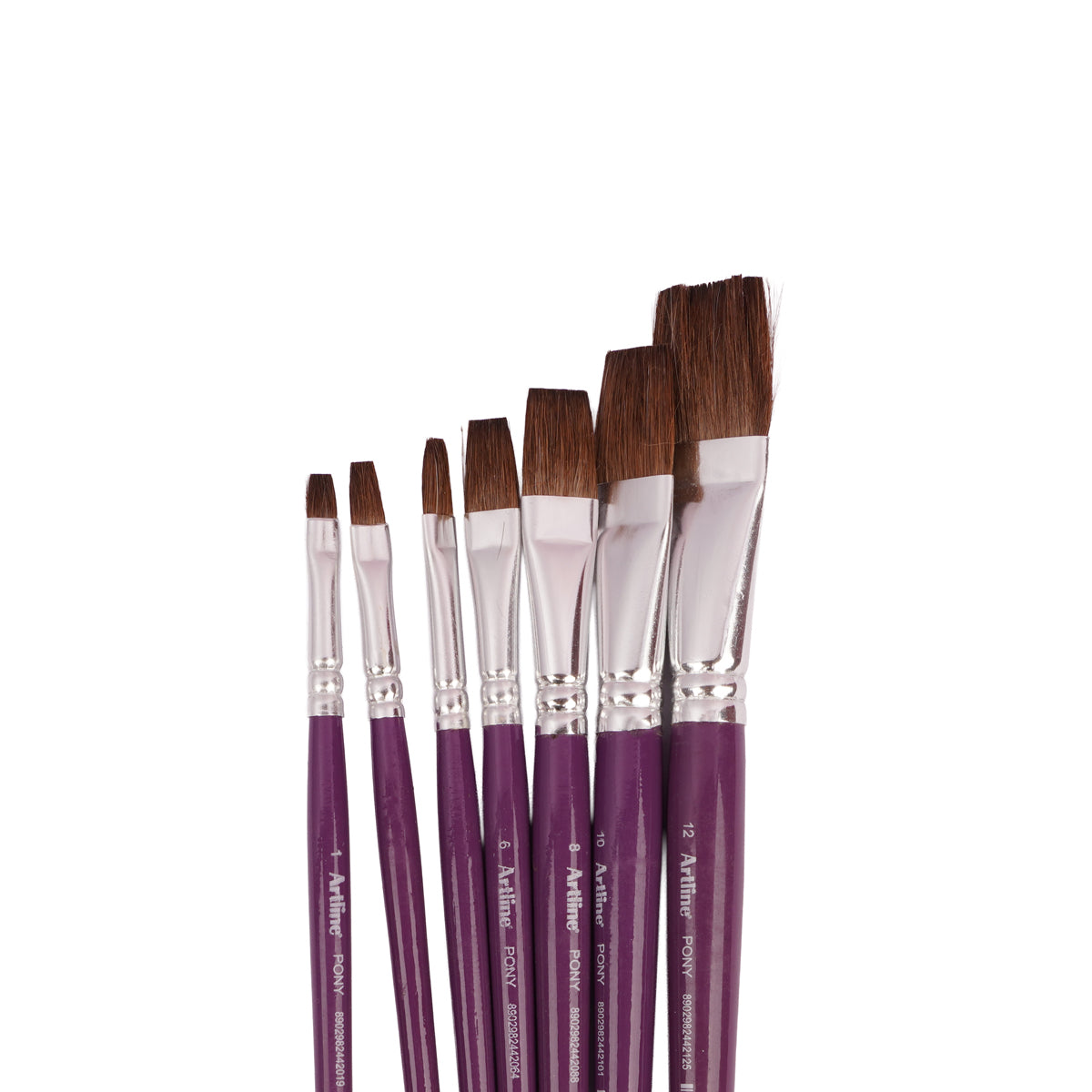 Love Art 7 Pony Hair Paint Brushes Set – Assorted Sizes 1–12, Purple Handles