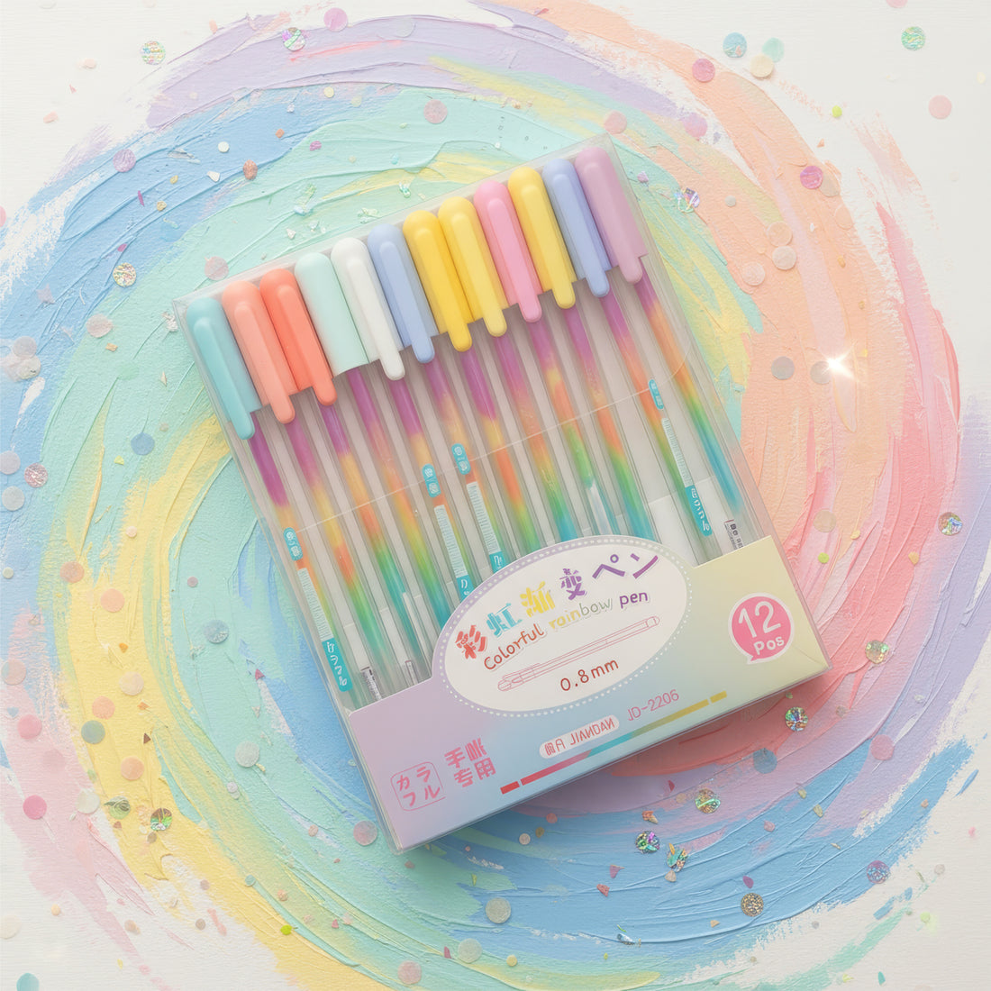 Arav Colorful Rainbow 12 Shades 0.8mm Tip Gel Pen Set