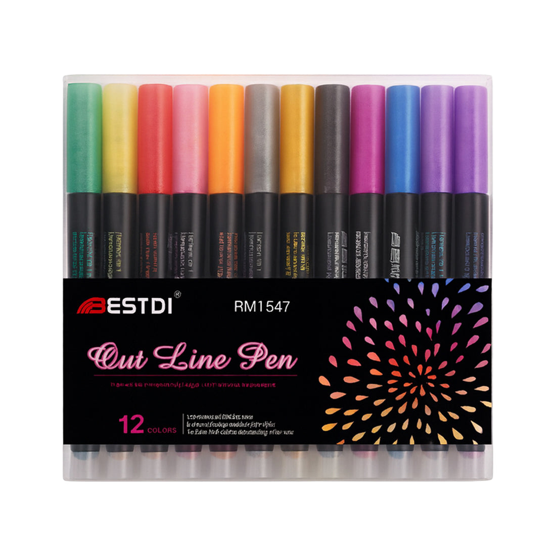 Arav 12 Colour Outline Pen Set for Kids & Students Assorted Creative Drawing Pens