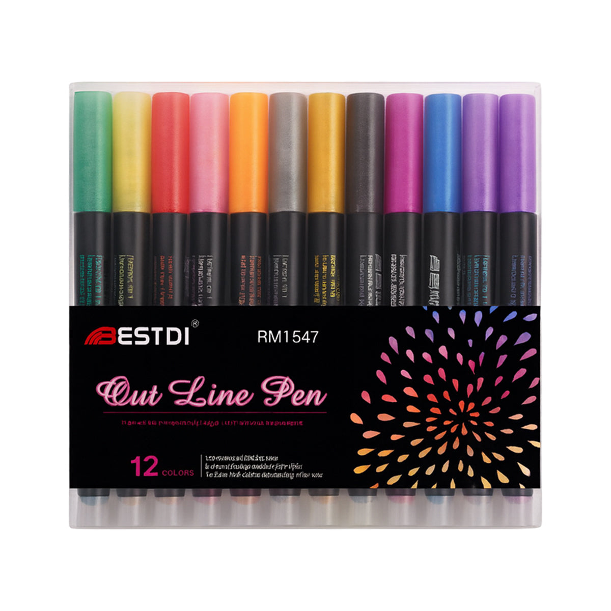 Arav 12 Colour Outline Pen Set for Kids & Students Assorted Creative Drawing Pens