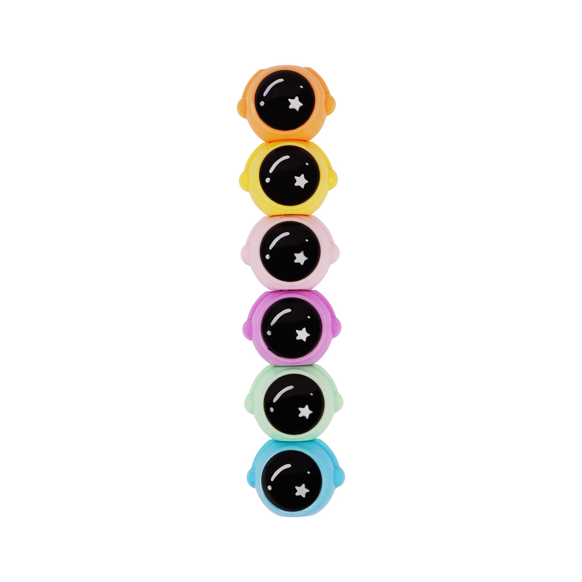 Arav Six Space Astronaut Head Highlighters 6 Fluorescent Chisel Tip Markers