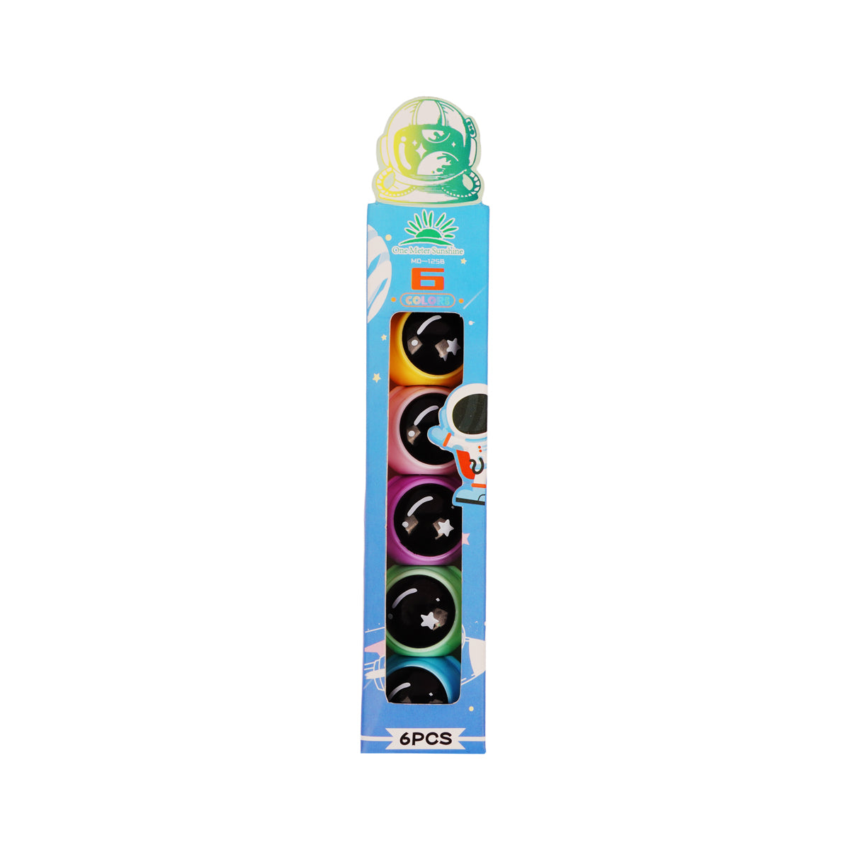 Arav Six Space Astronaut Head Highlighters 6 Fluorescent Chisel Tip Markers
