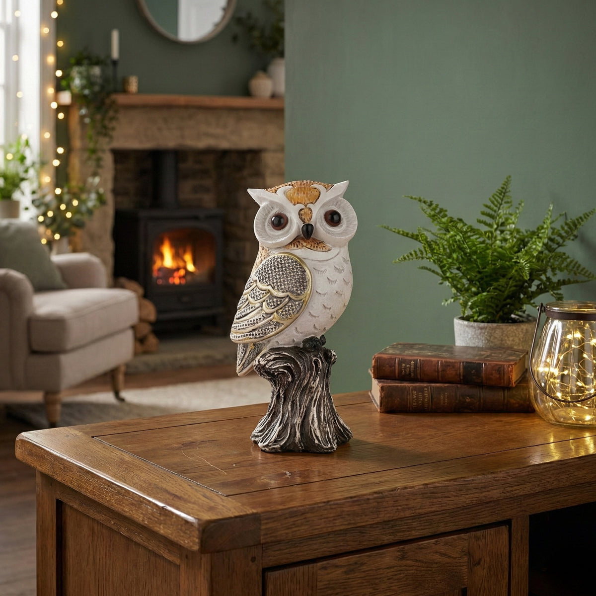 The Writershub Owl on Tree Trunk Decorative Showpiece