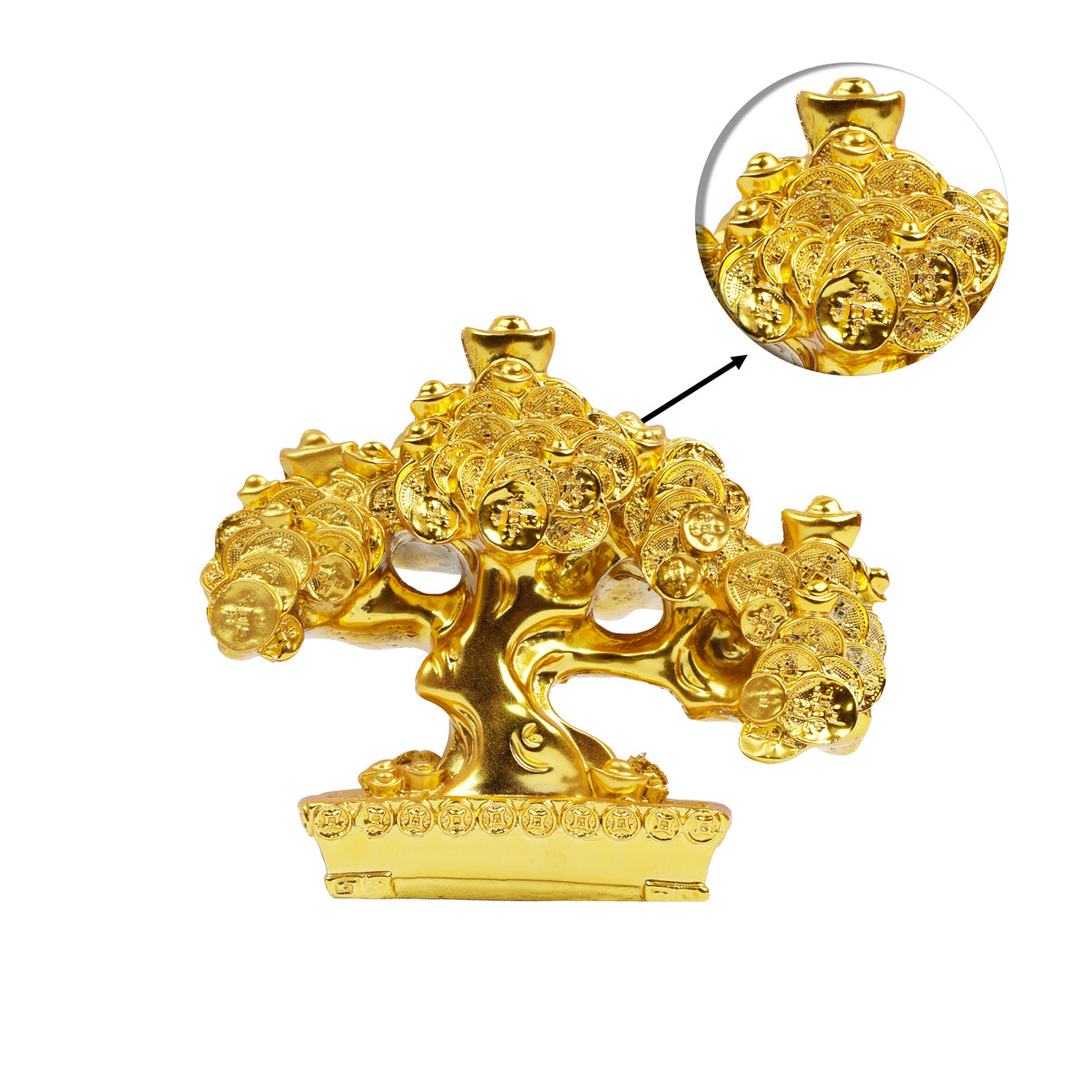 The Writershub Golden Money Coin Tree – Feng Shui Wealth Showpiece