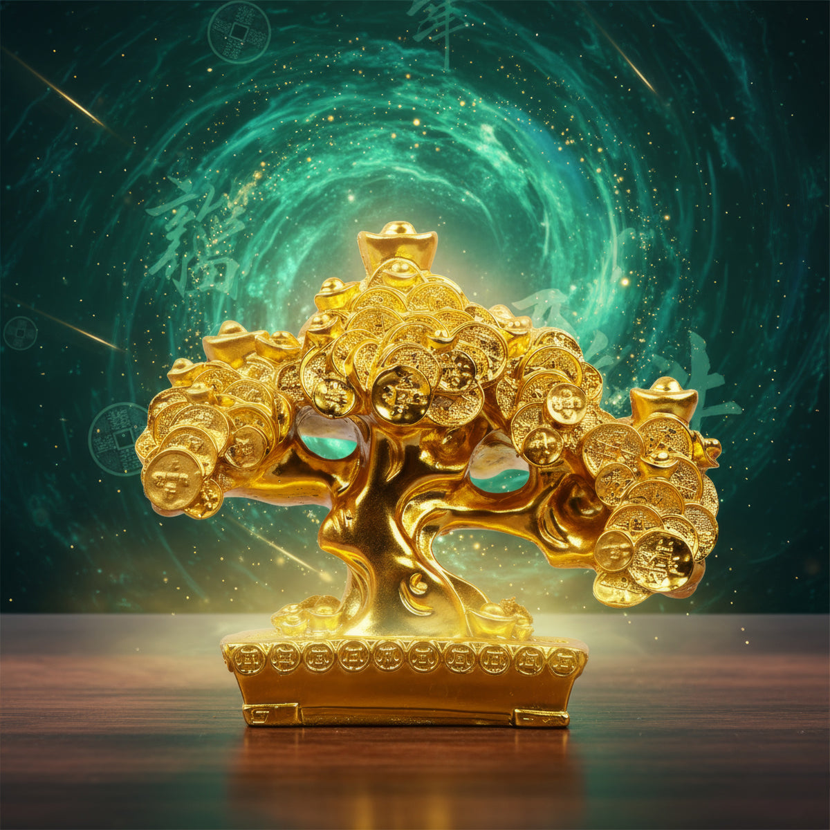 The Writershub Golden Money Coin Tree – Feng Shui Wealth Showpiece
