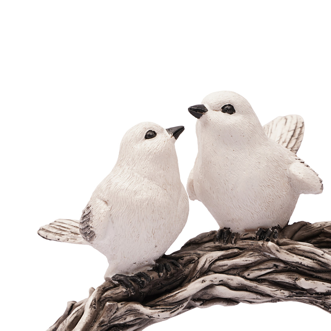 Three White Birds on Tree Branch — Polyresin Decorative Showpiece