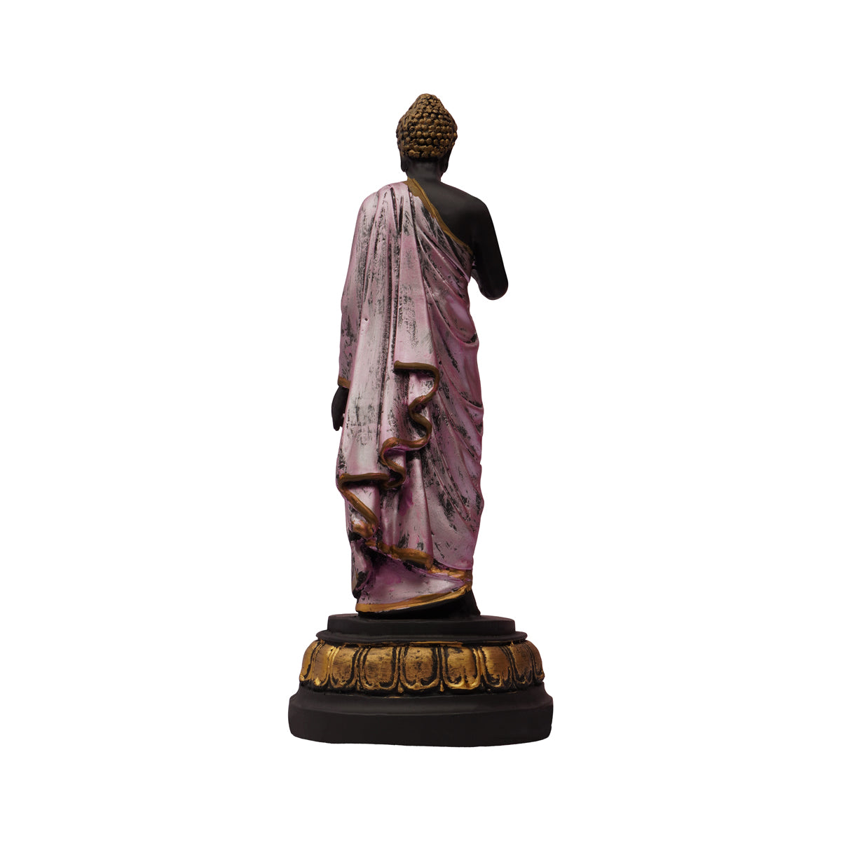 Elegant Black Standing Buddha with Purple Robe & Gold Highlights – Zen Decor