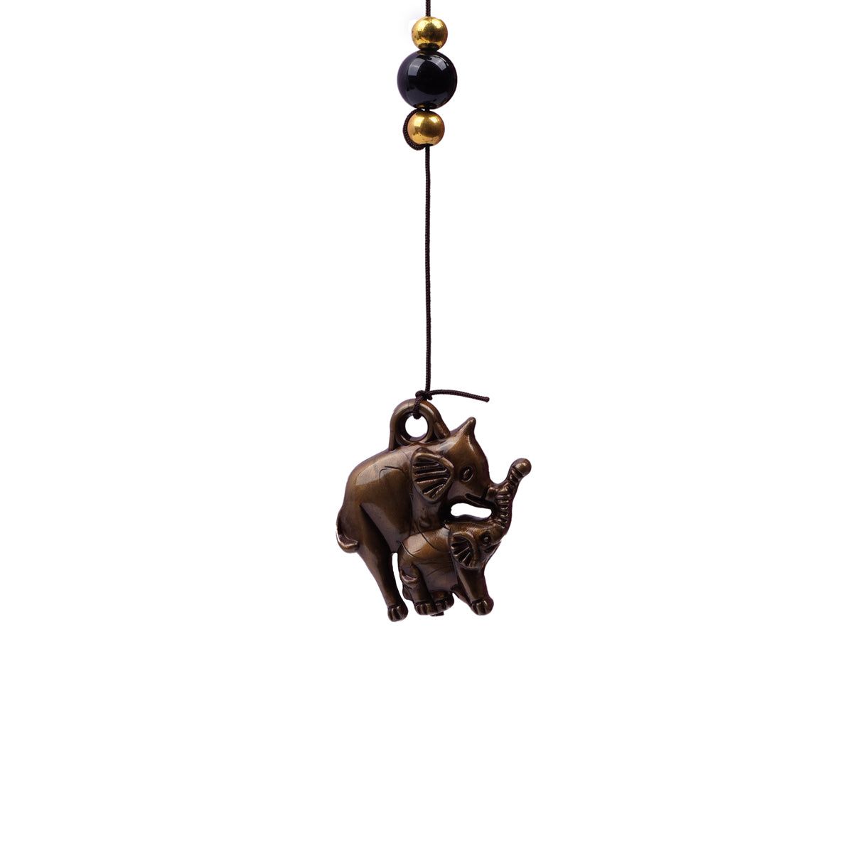 The WritersHub Elephant Hanging Bell Wind Chime – Antique Gold Metal Decor